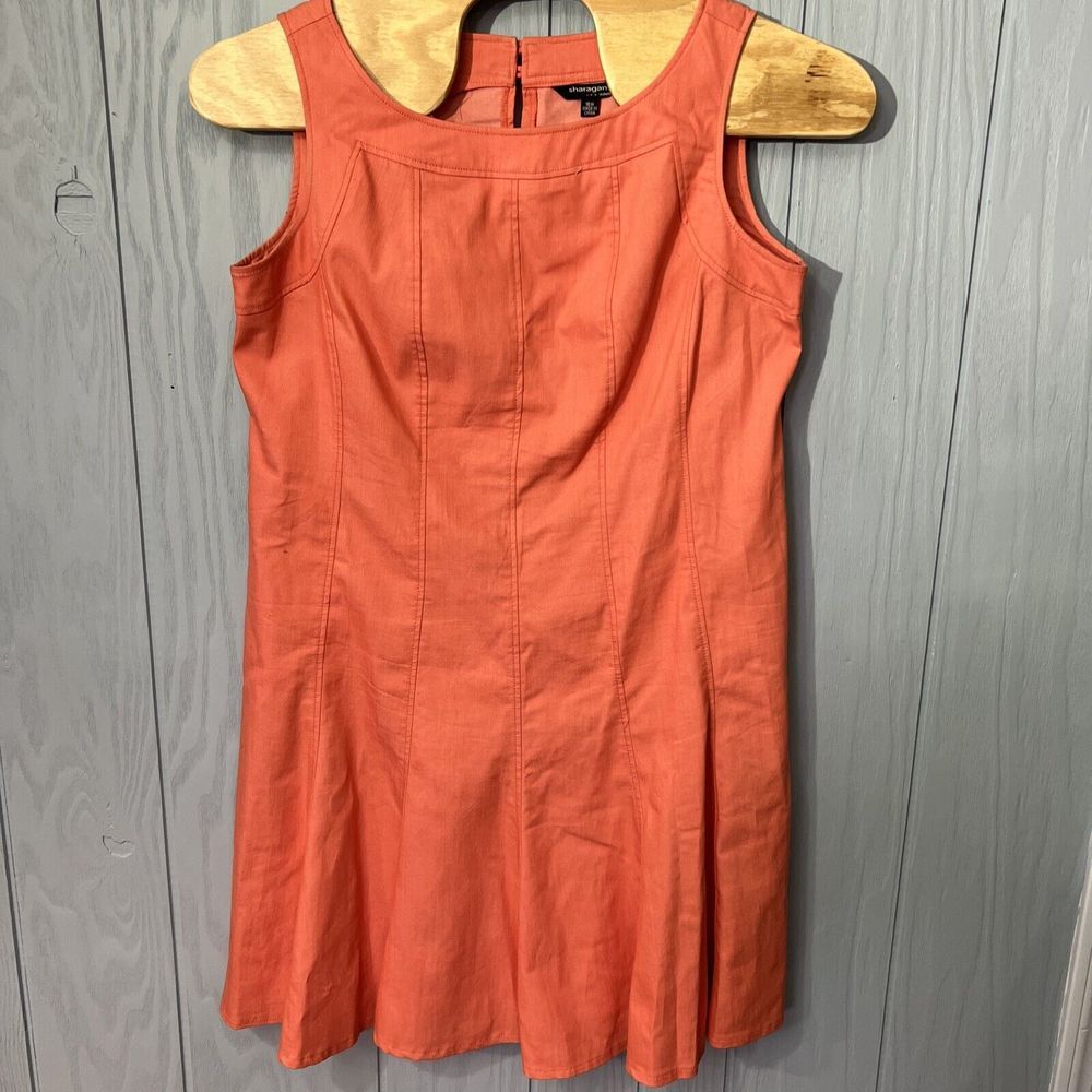 Sharagano Sleeveless Dress Womens Size 16W Peach Orange Below The Knee